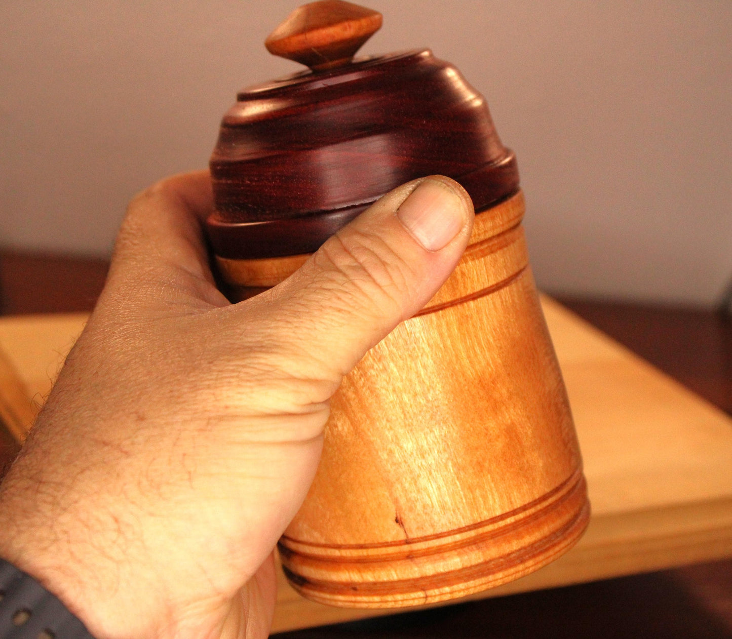 Cherry and Bloodwood Canister - Great for kitchen, bedroom, and bathroom storage. Great gift idea or useful home decor addition.