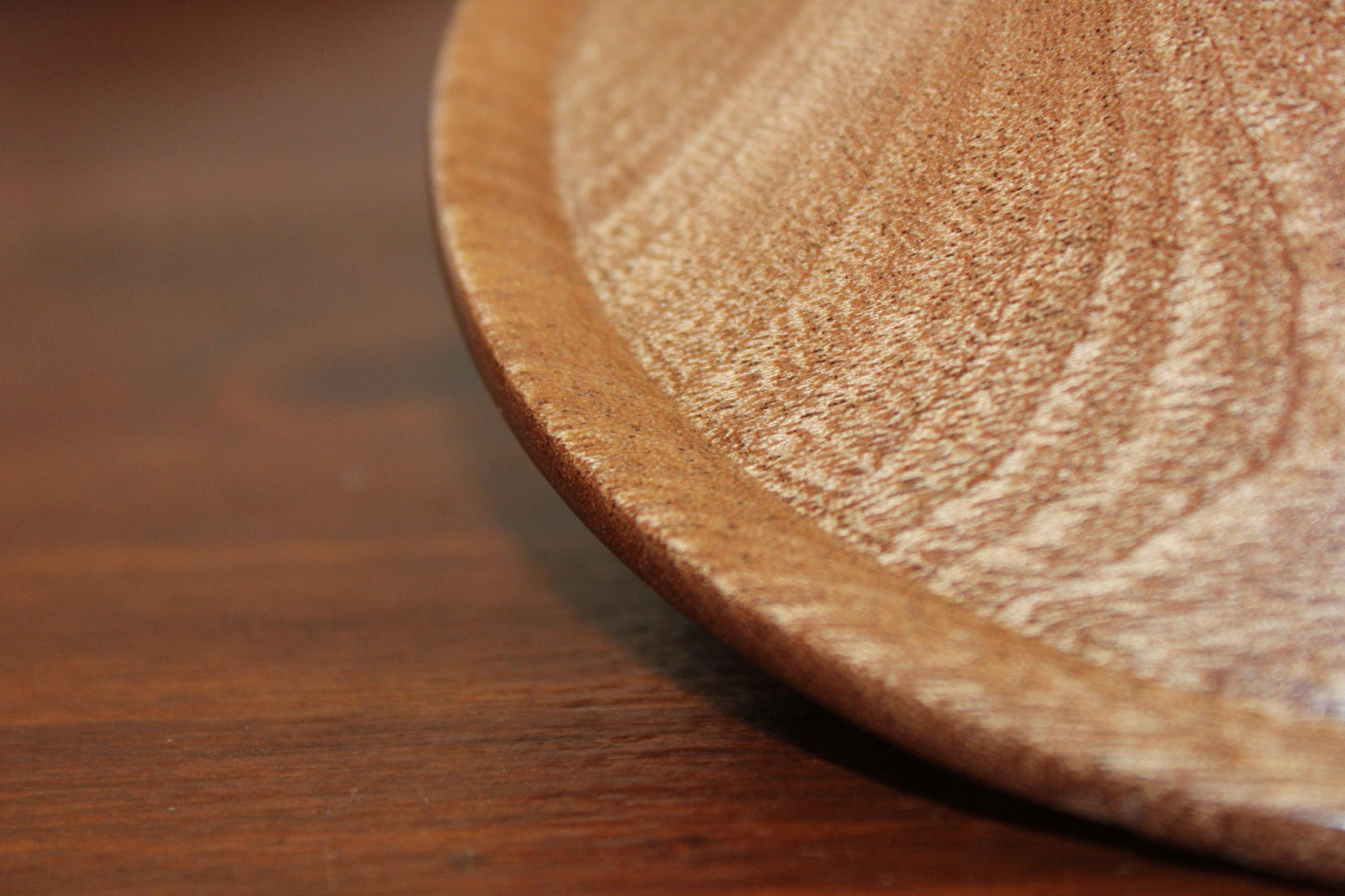 Hand-Turned Sapele Display Bowl with Sculpted Rim