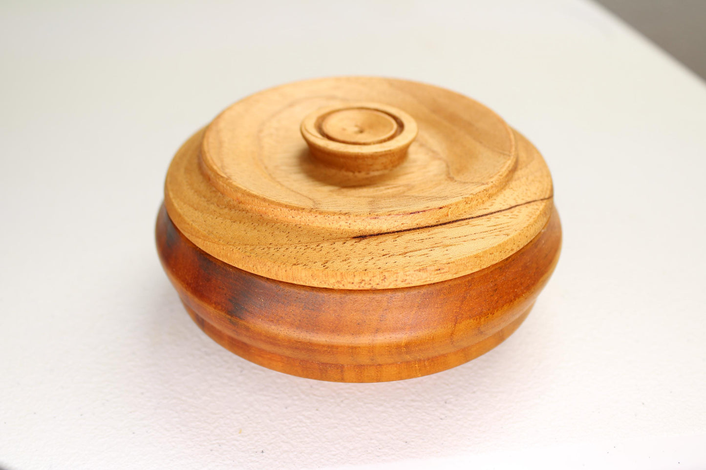 Handmade mahogany and Spanish cedar bowl with lid - gift idea and useful, unique storage for bedside or bathroom