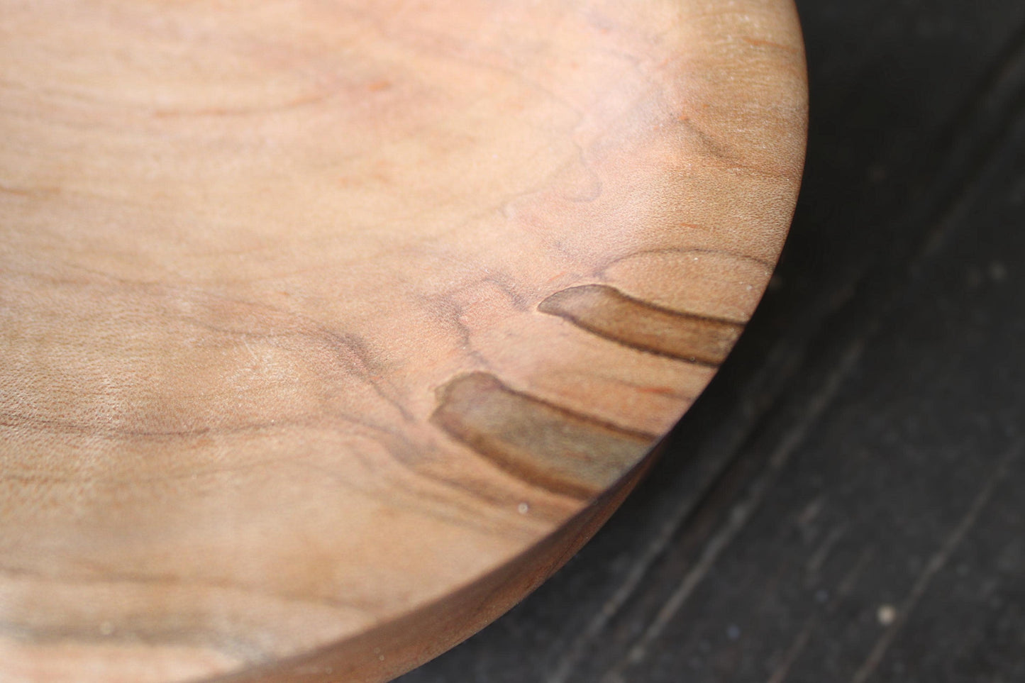 Handmade spalted maple dish with soft curves and unique markings - great gift idea or natural home accent