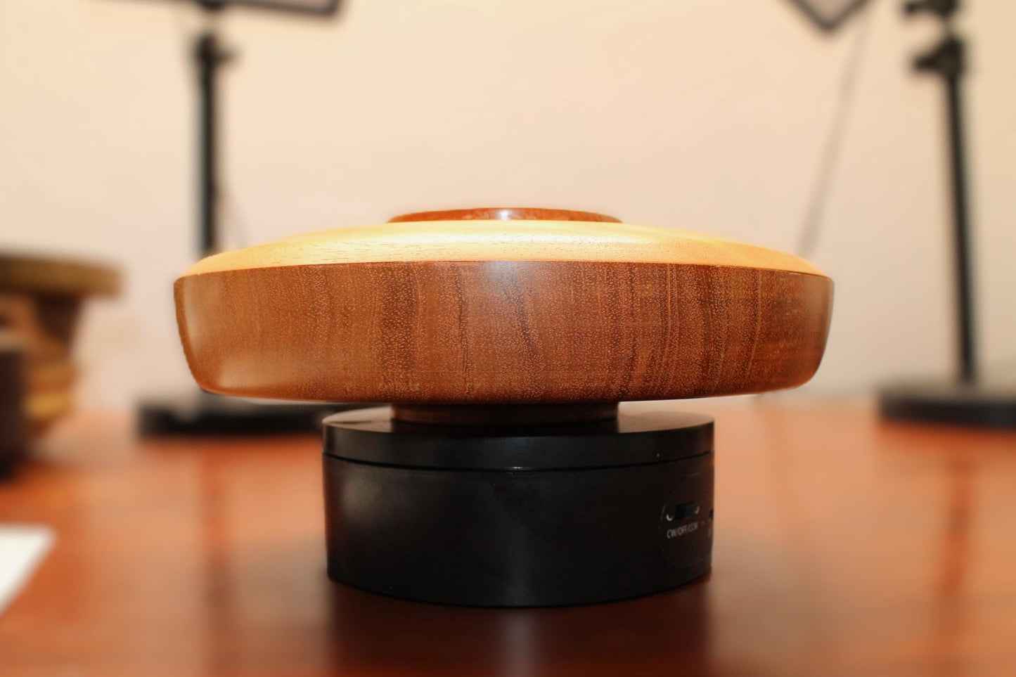 Solid mahogany lidded bowl - Wide and shallow mahogany lidded bowl, one piece pull.  Unique item with great potential in your home.