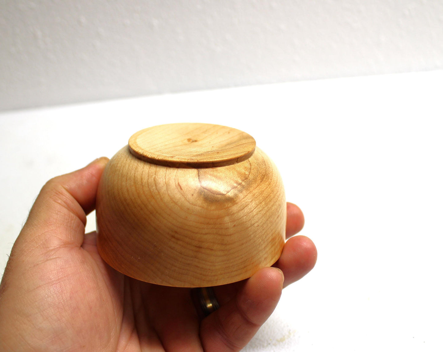 Handmade Turned Wooden Box - European Beech with Maple Lid, great for jewelry or other bedside and bathroom storage