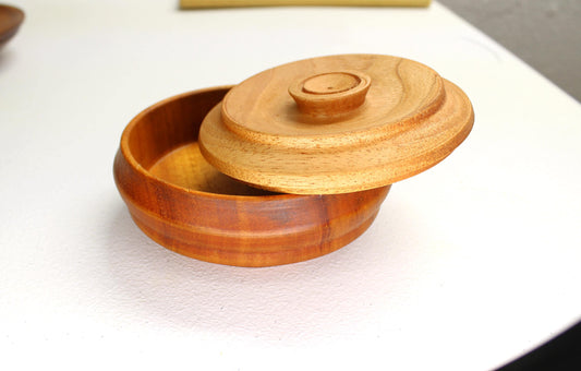 Handmade mahogany and Spanish cedar bowl with lid - gift idea and useful, unique storage for bedside or bathroom