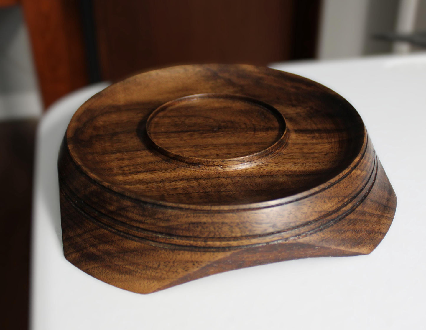 Walnut dish - winged feet unique decorative tray, gift, or catch all