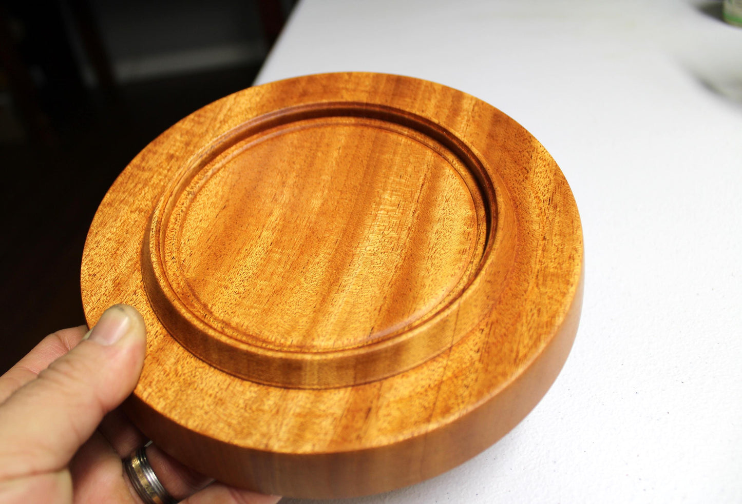 Mahogany Plate - Genuine mahogany food safe dish with great colors