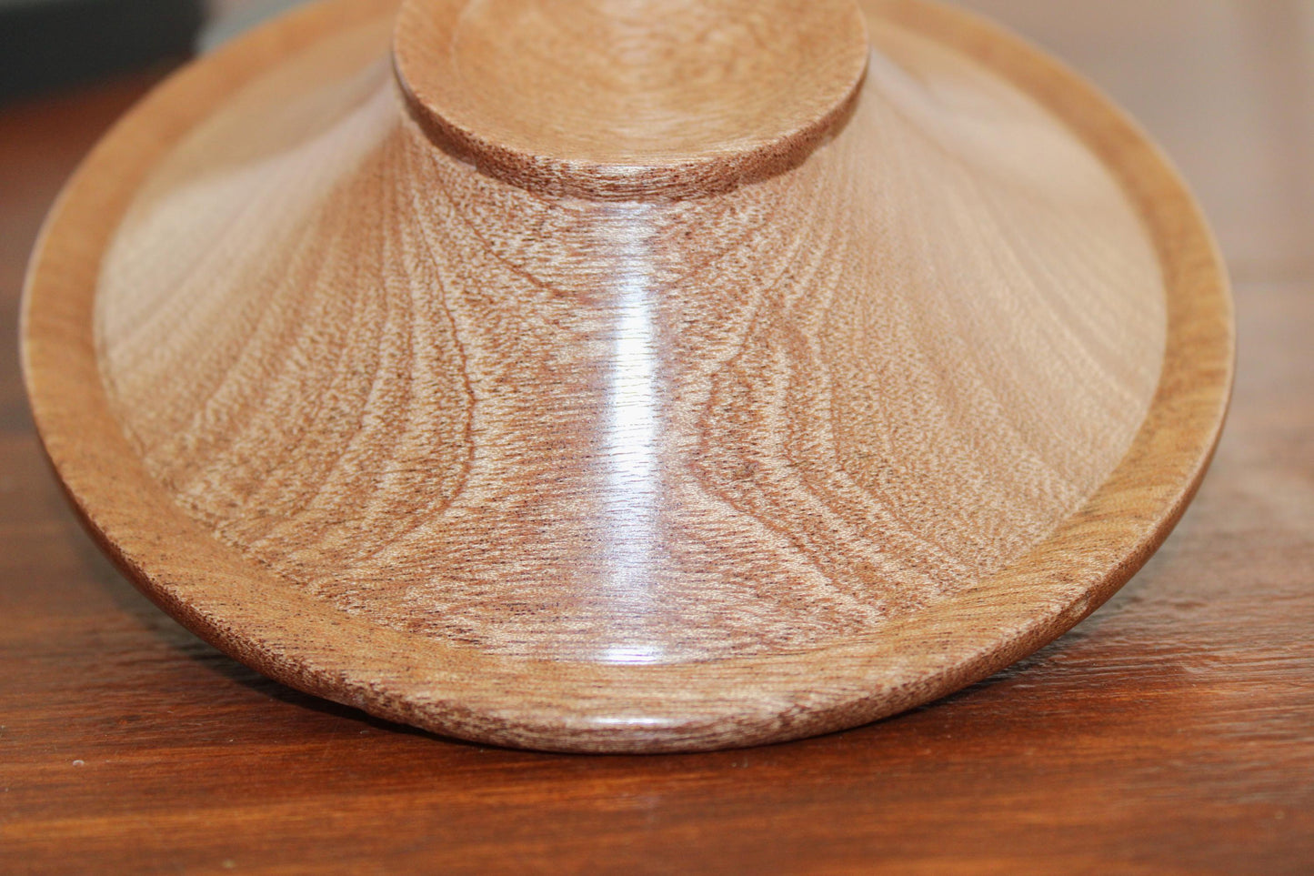 Hand-Turned Sapele Display Bowl with Sculpted Rim