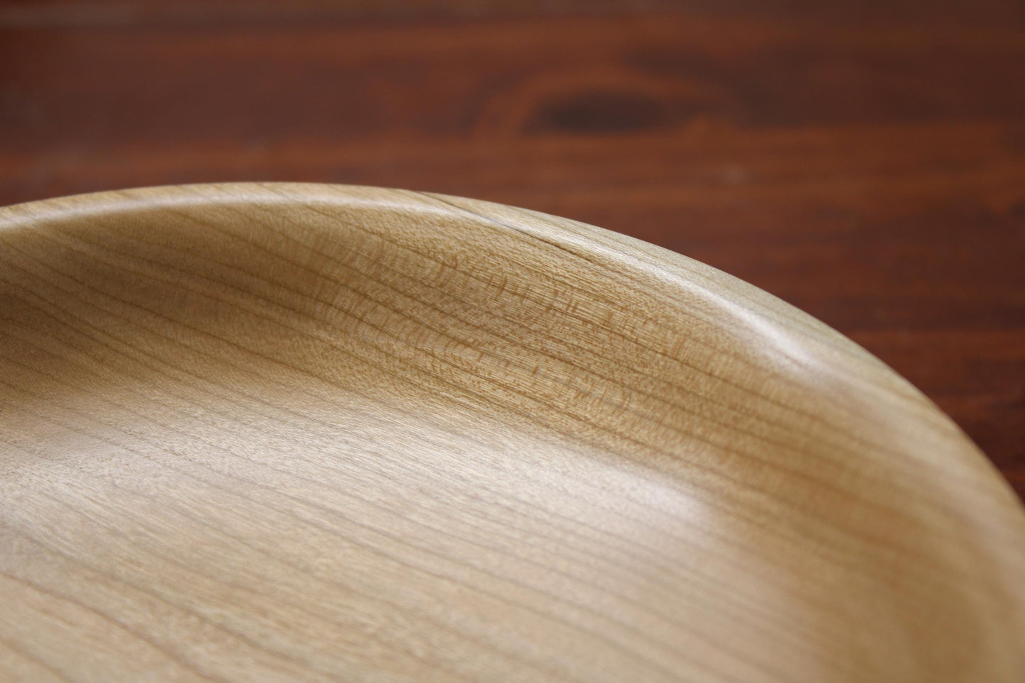 Cherry Wood Decorative Bowl – Minimalist Turned Wood Centerpiece, Handcrafted Elegance
