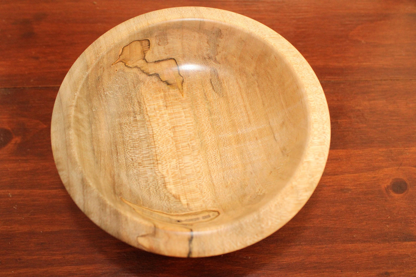 Hand-Turned Maple Bowl with Sloped Rim