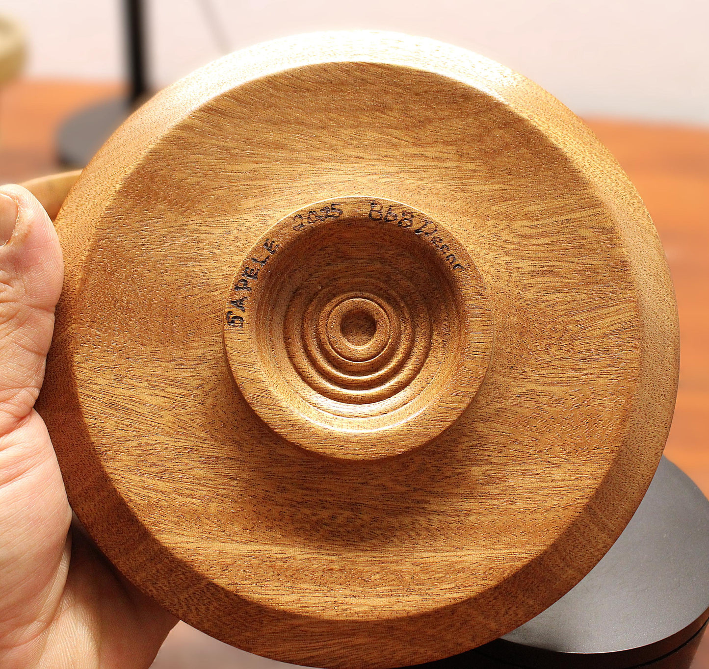 Hand-Turned Sapele Wood Bowl – Artisan Decorative Bowl with Satin Finish | One-of-a-Kind Exotic Hardwood Gift