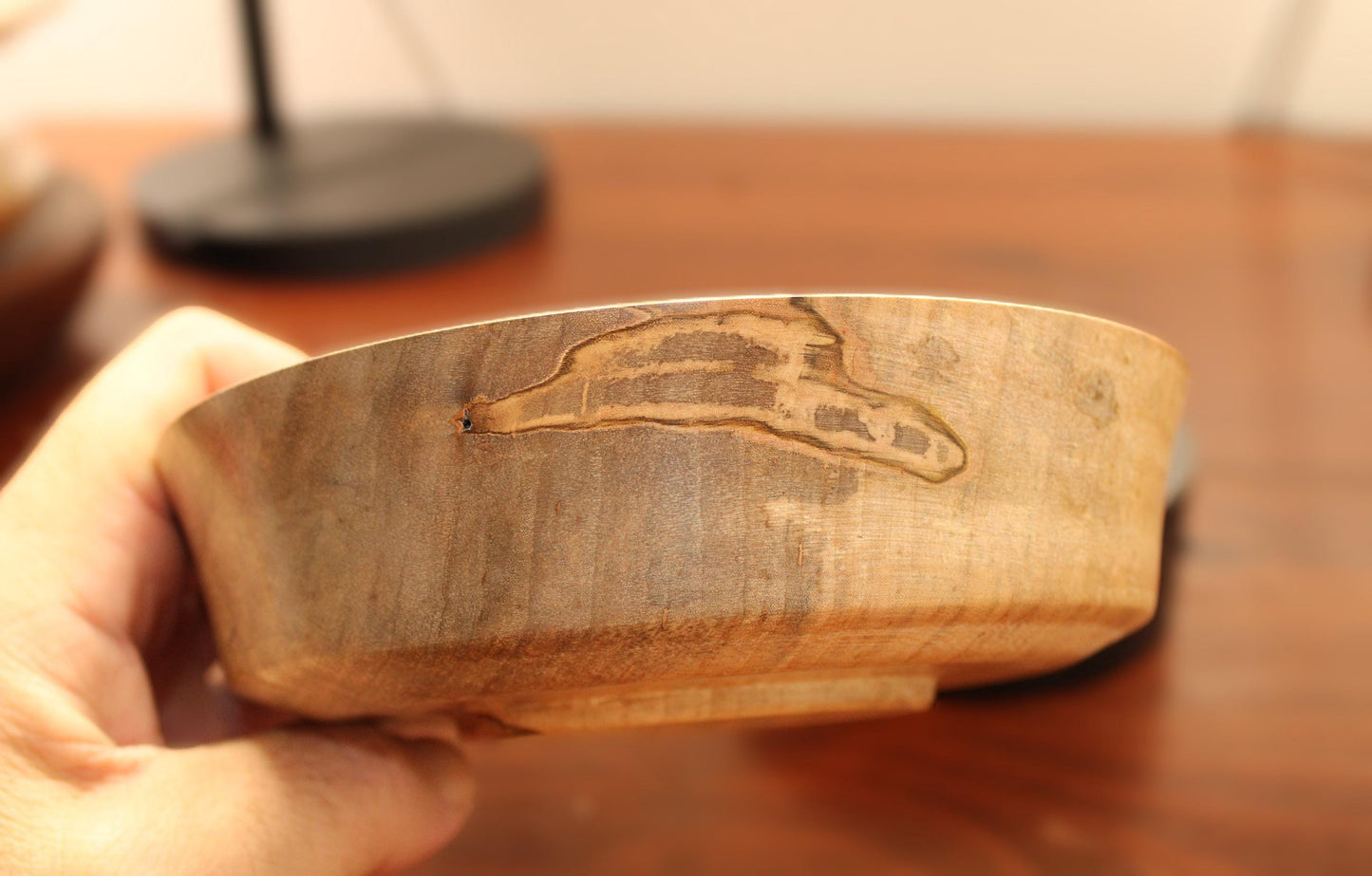 Hand-Turned Maple Bowl with Sloped Rim