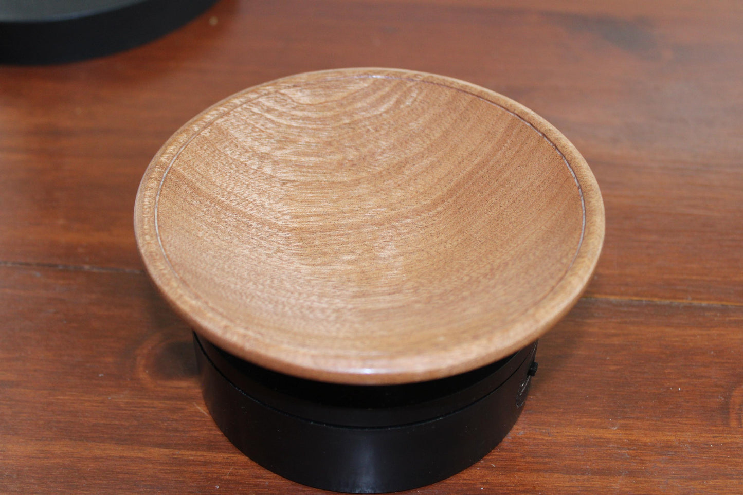 Hand-Turned Sapele Display Bowl with Sculpted Rim