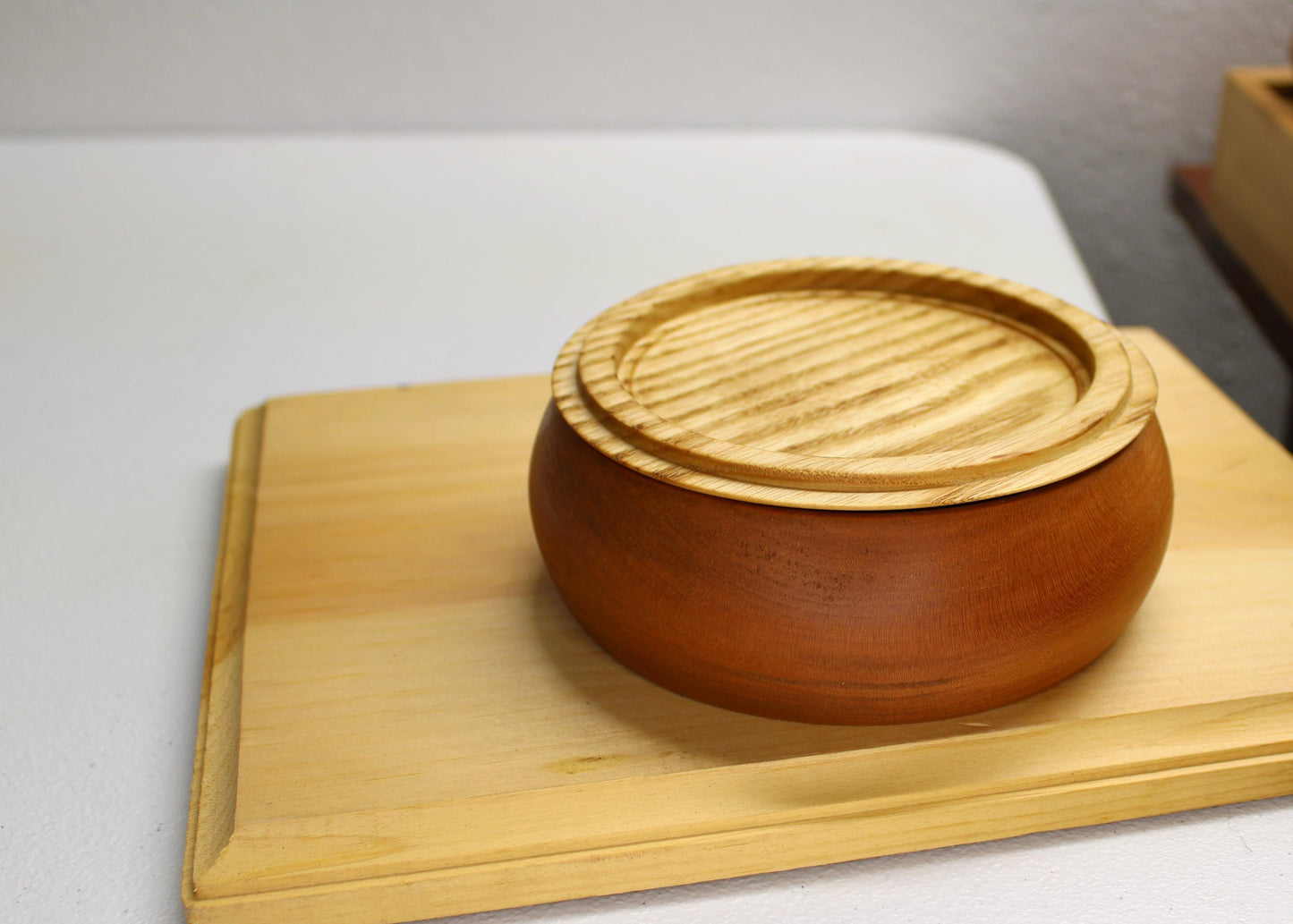 One of a kind, handcrafted lidded bowl - Ash and Cherry, great gift idea or rustic home decor piece