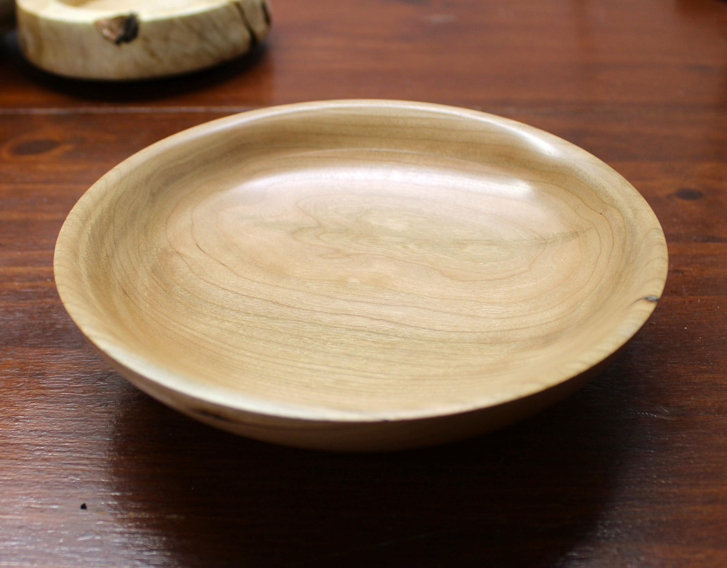 Cherry Wood Decorative Bowl – Minimalist Turned Wood Centerpiece, Handcrafted Elegance