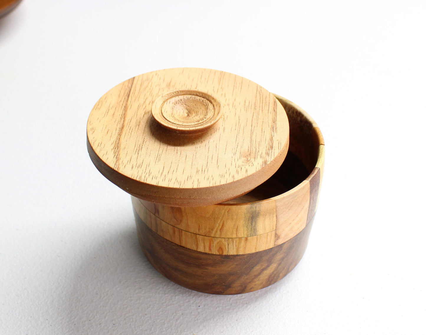 Multi-wood Bowl with Lid - Cute and functional lidded bowl, guaranteed one of a kind!