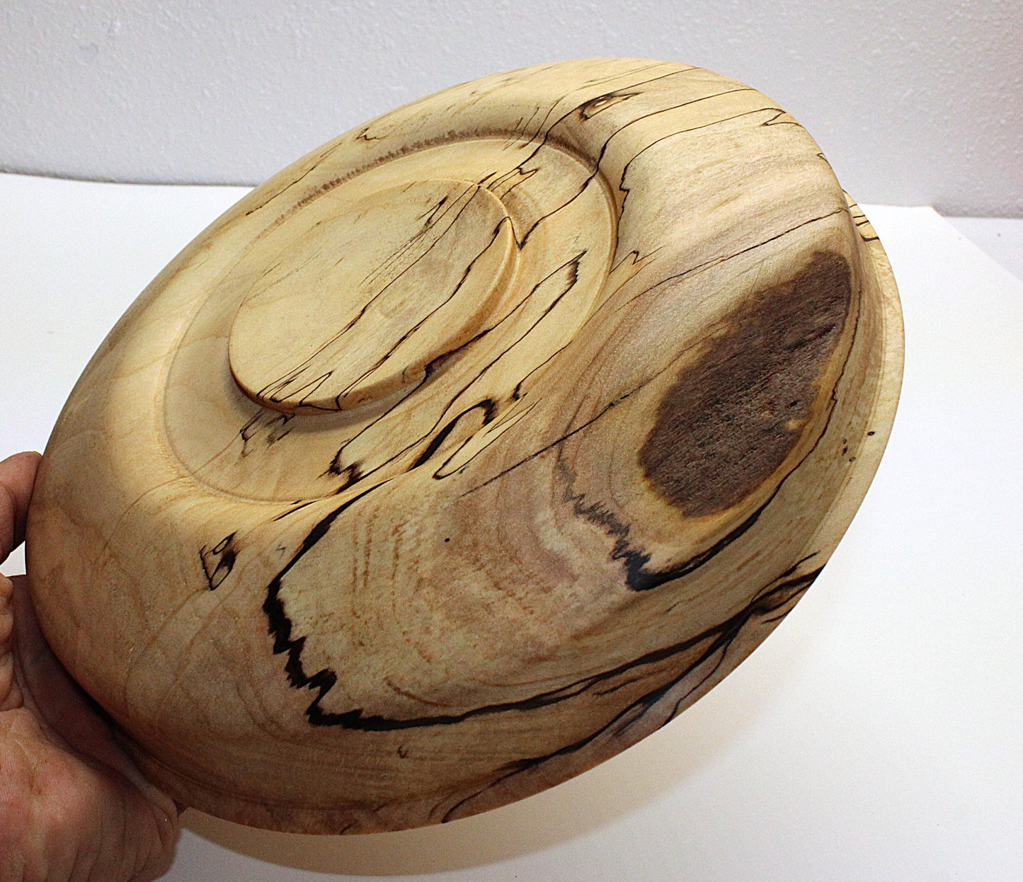 Spalted Maple Bowl with Natural Live Feature