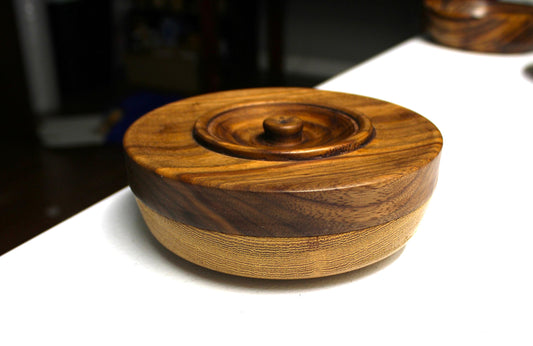 Handmade Walnut & White Wenge Wood Box – Lidded Keepsake Container | Jewelry, Gift or Home Decor