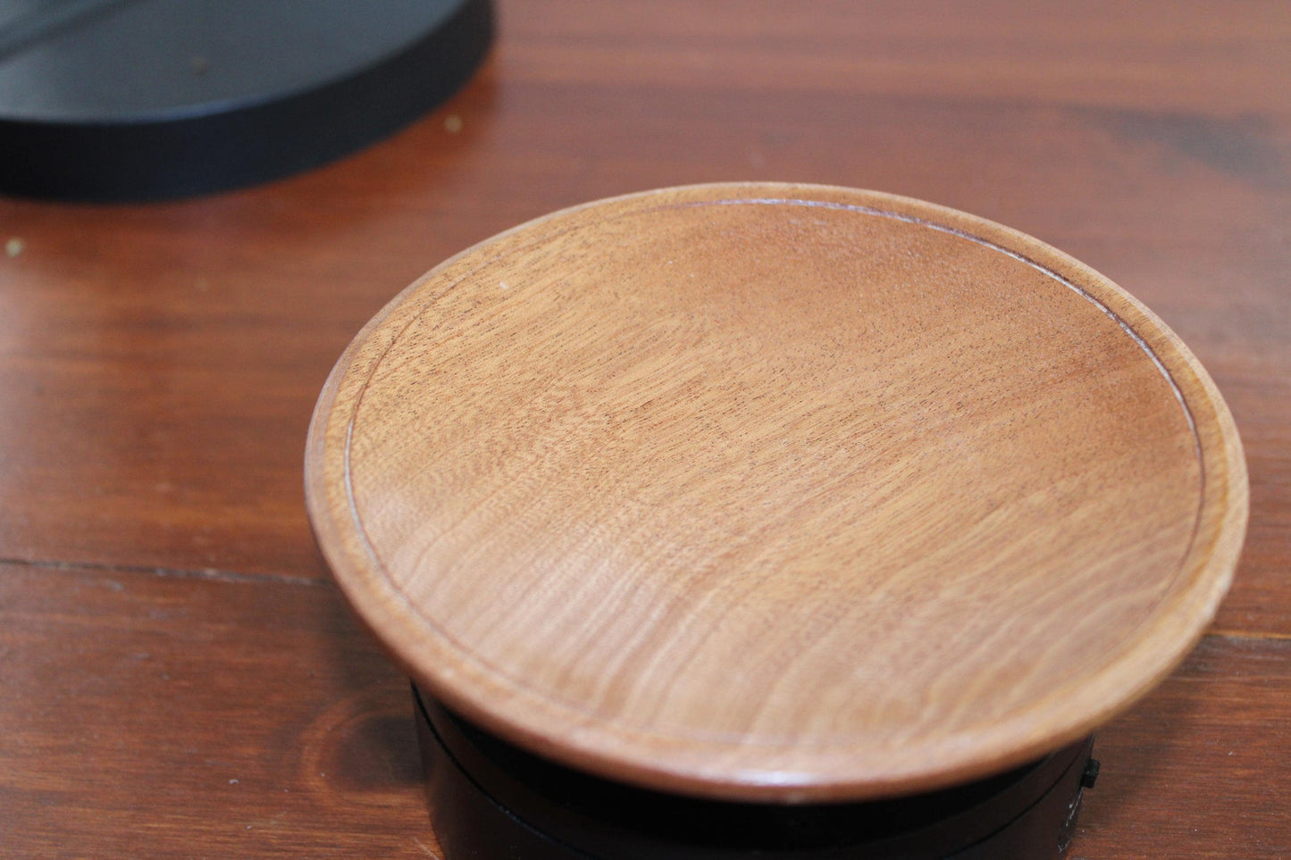 Hand-Turned Sapele Display Bowl with Sculpted Rim
