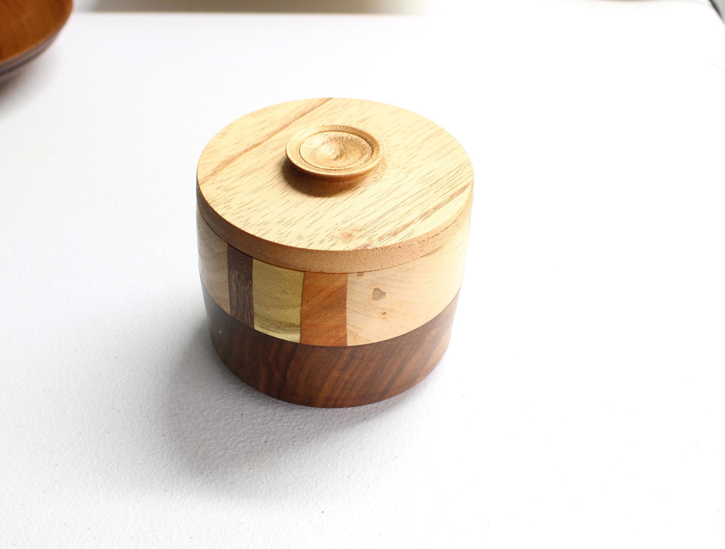 Multi-wood Bowl with Lid - Cute and functional lidded bowl, guaranteed one of a kind!
