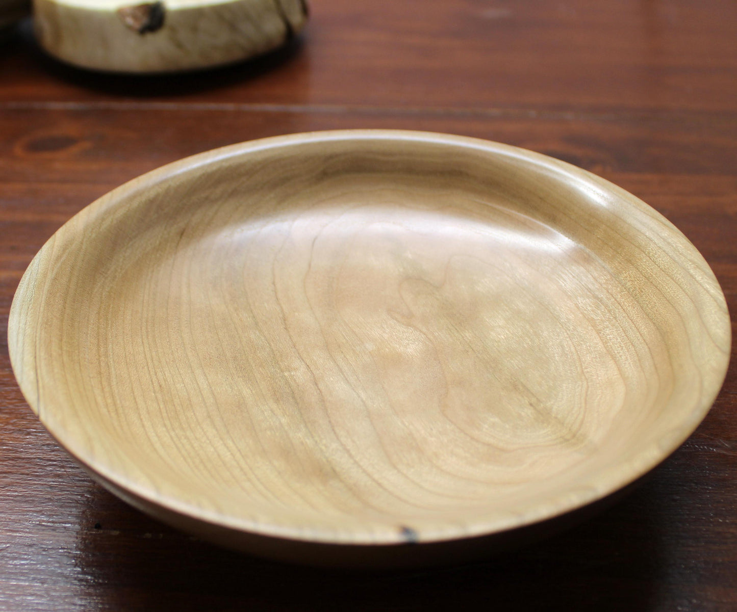 Cherry Wood Decorative Bowl – Minimalist Turned Wood Centerpiece, Handcrafted Elegance