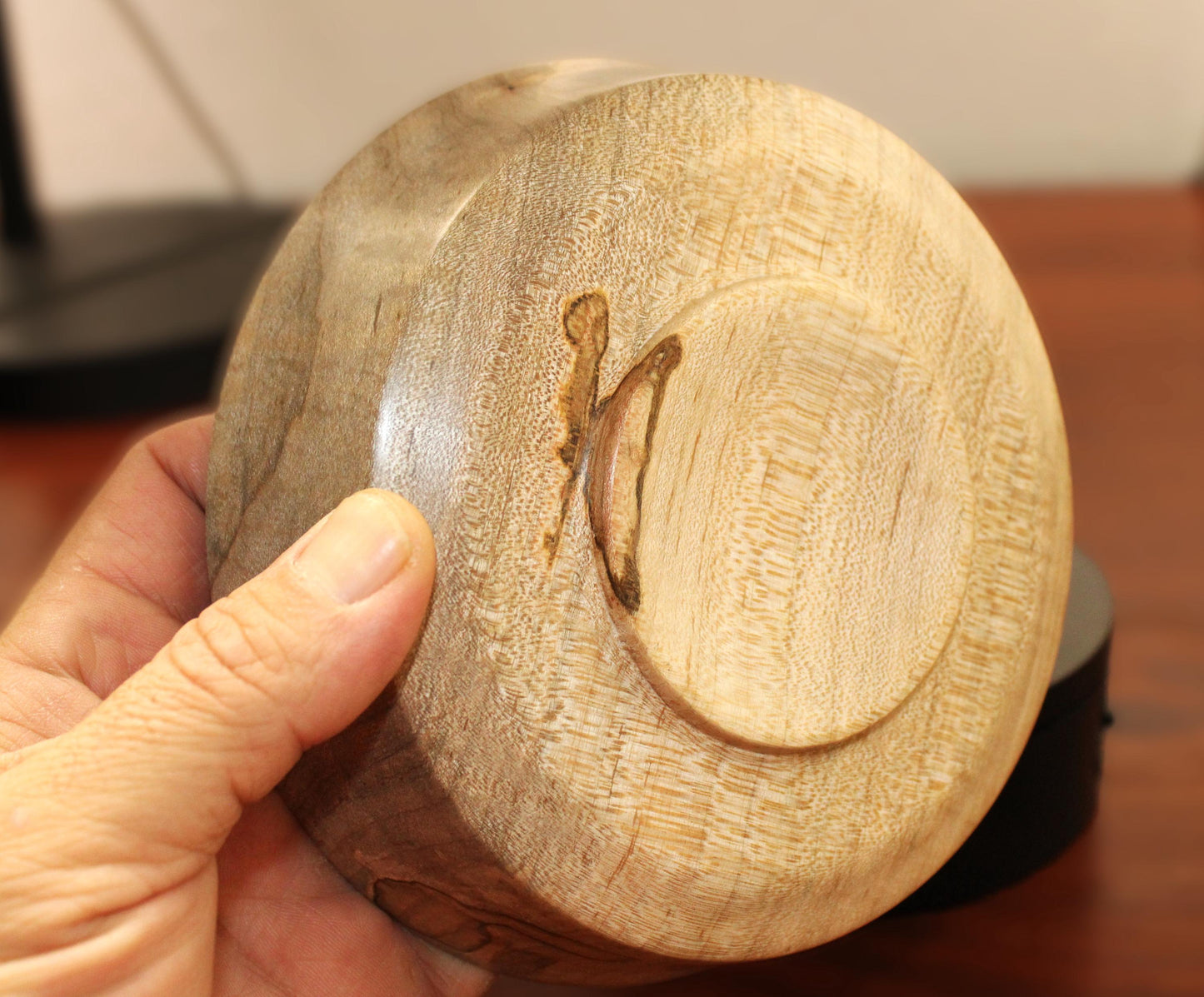 Hand-Turned Maple Bowl with Sloped Rim