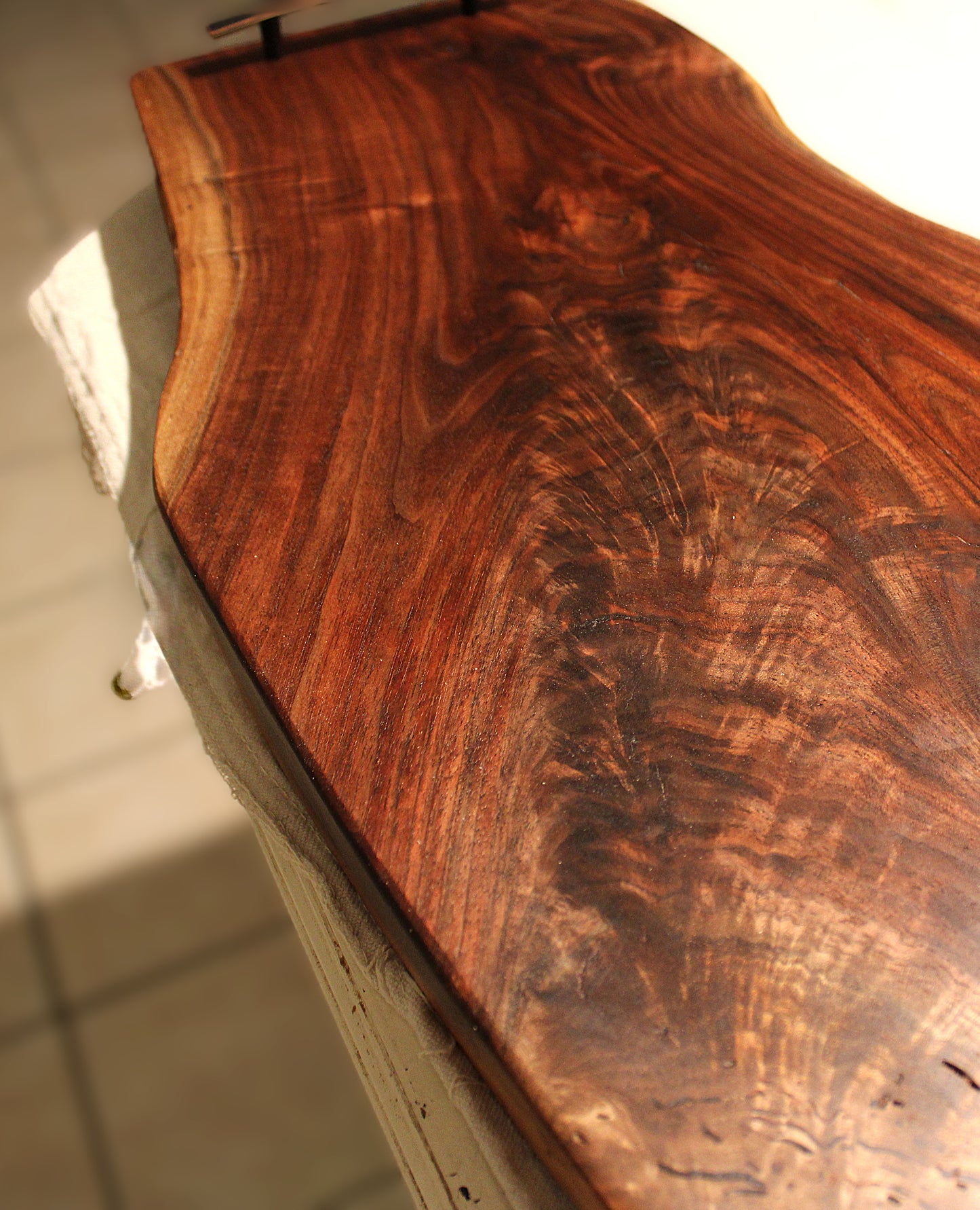 Extra Large Double Live Edge Walnut Serving Slab with Handles – Handcrafted Statement Piece