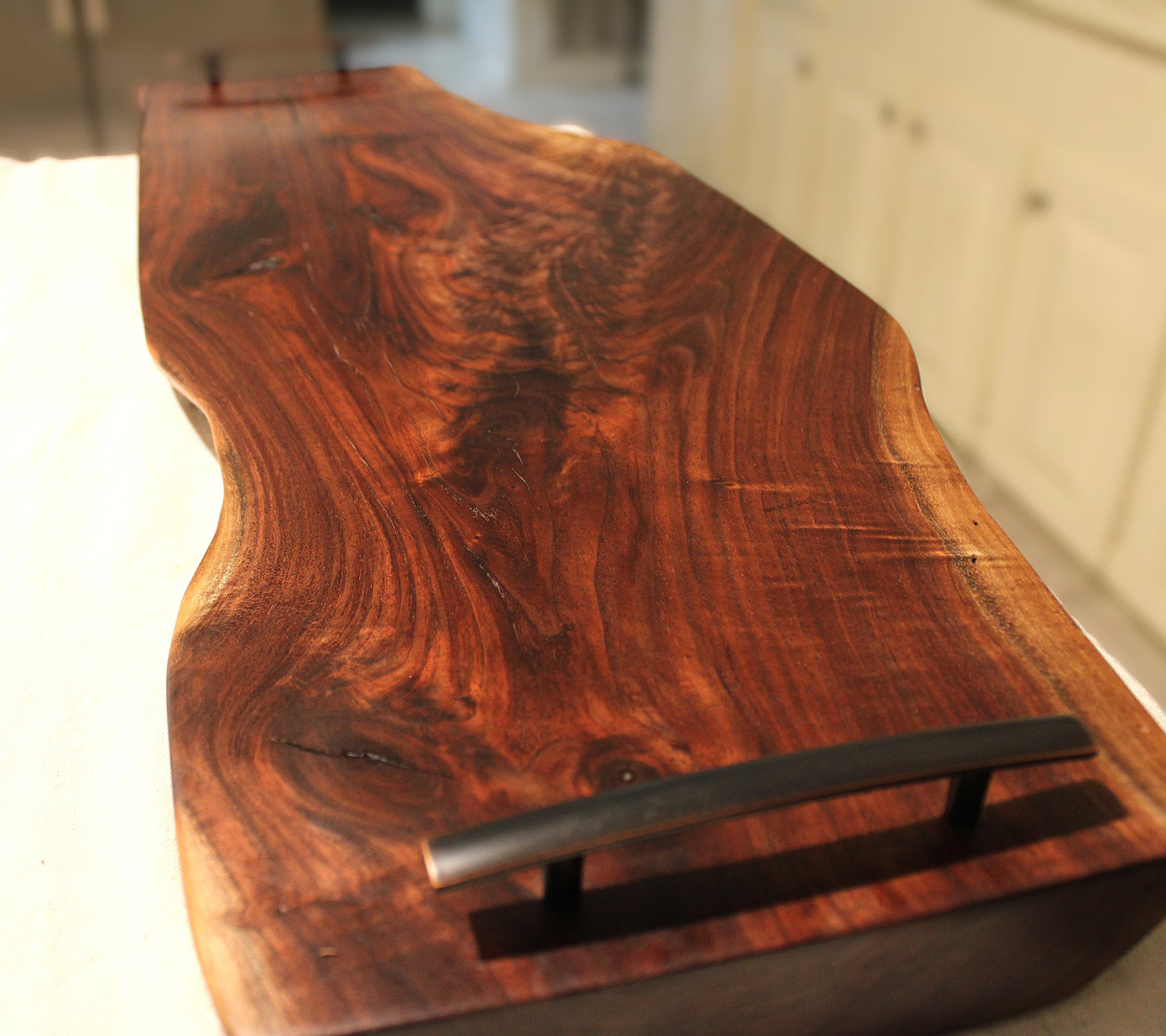 Extra Large Double Live Edge Walnut Serving Slab with Handles – Handcrafted Statement Piece