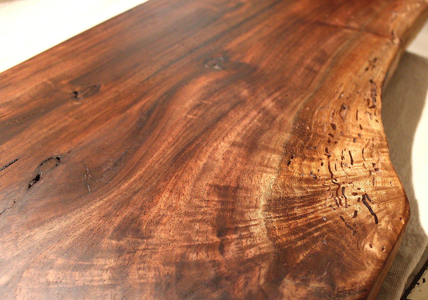 Extra Large Double Live Edge Walnut Serving Slab with Handles – Handcrafted Statement Piece