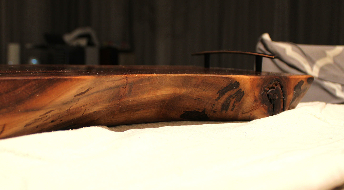 Extra Large Double Live Edge Walnut Serving Slab with Handles – Handcrafted Statement Piece