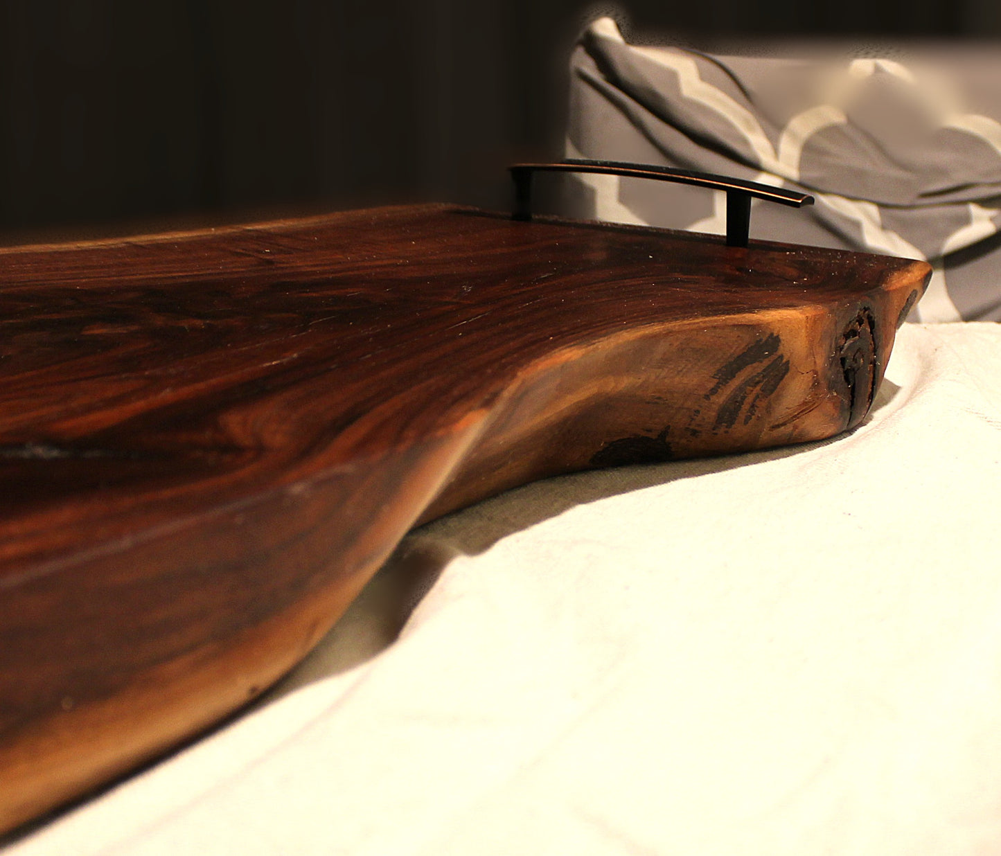 Extra Large Double Live Edge Walnut Serving Slab with Handles – Handcrafted Statement Piece