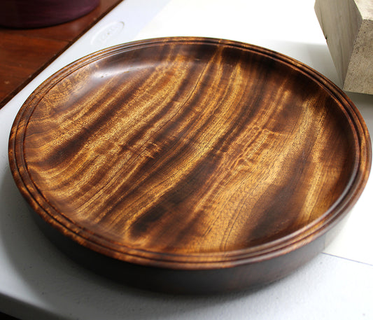 Sapele Platter - 11.5" Sapele Mahogany Food-Safe Platter with Amazing Chatoyance