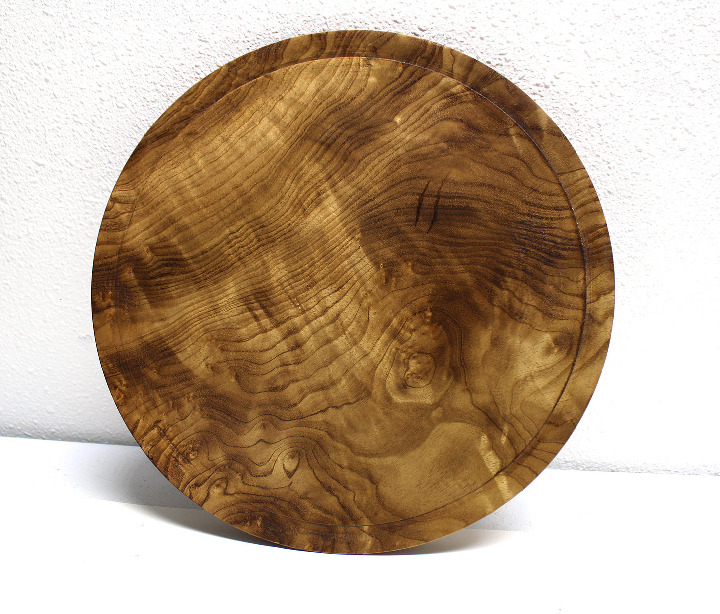 Large, colorful myrtlewood platter- Collector quality timber, phenomenal chatoyance, great for display, catch all - 12.5" diameter