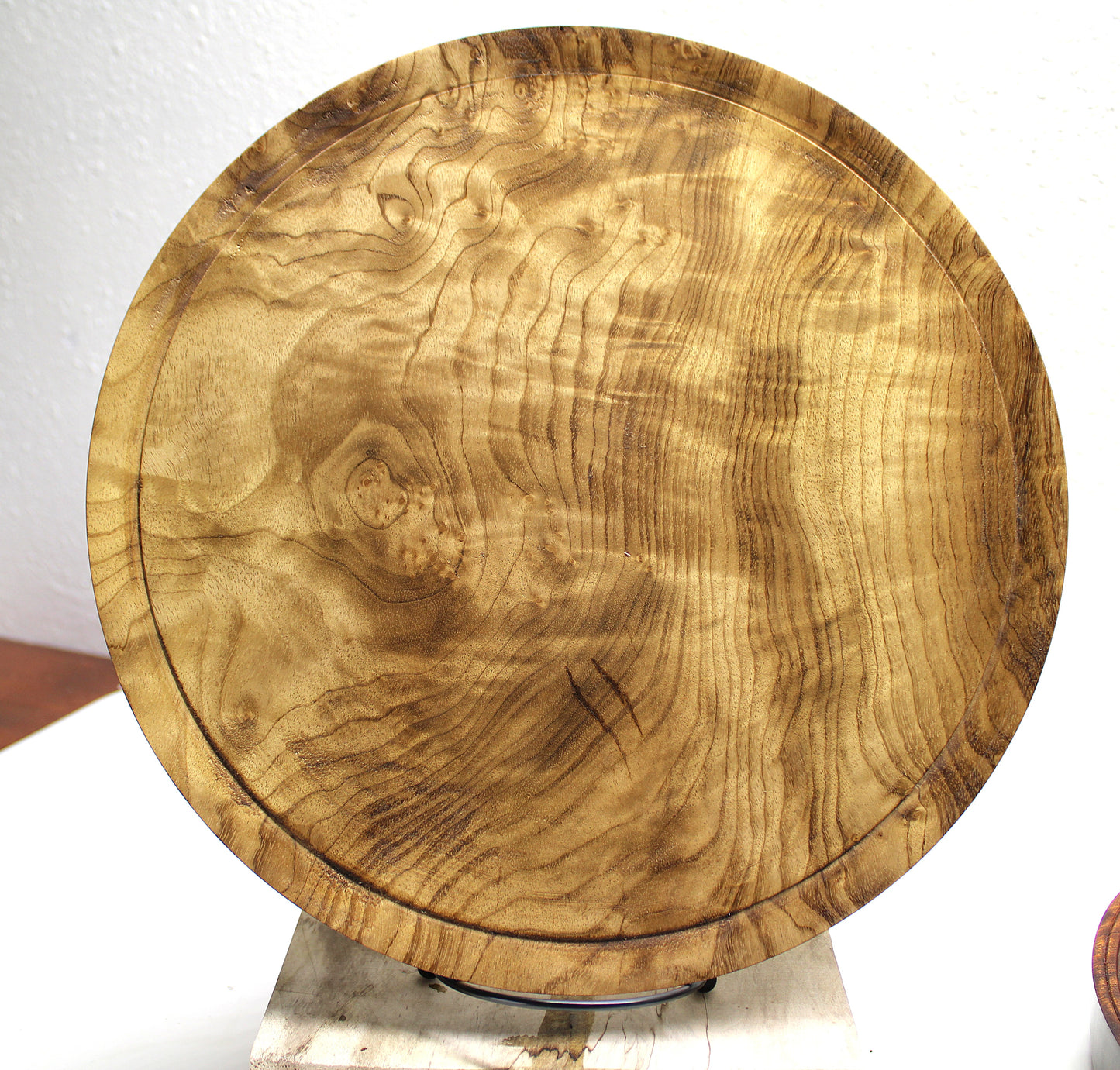 Large, colorful myrtlewood platter- Collector quality timber, phenomenal chatoyance, great for display, catch all - 12.5" diameter