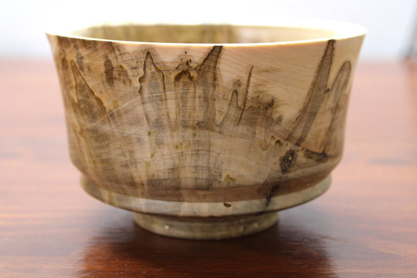 Spalted Maple Pedestal Bowl – One-of-a-Kind Sculptural Art Piece, Natural Edge Grain, Handturned