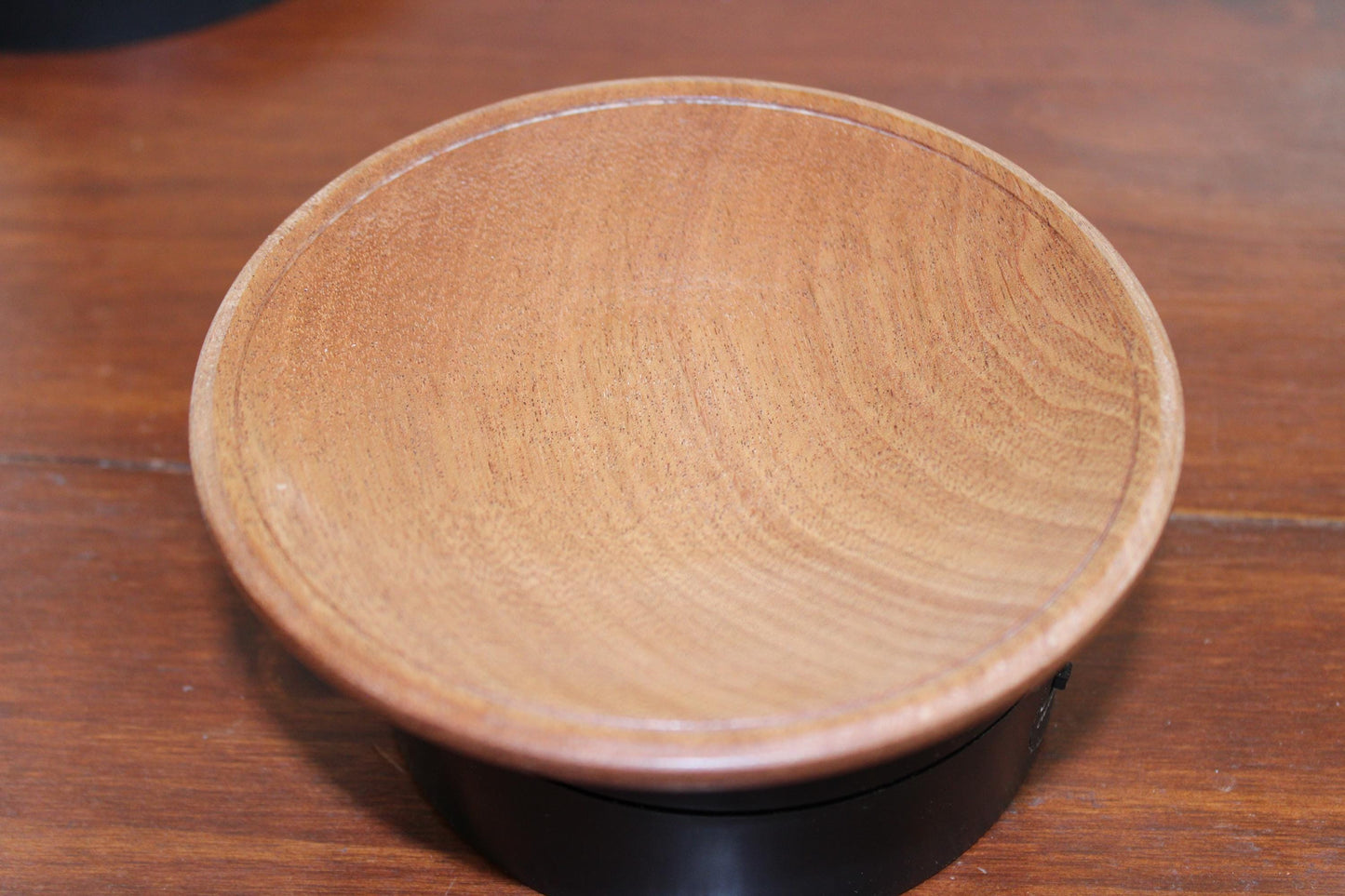 Hand-Turned Sapele Display Bowl with Sculpted Rim