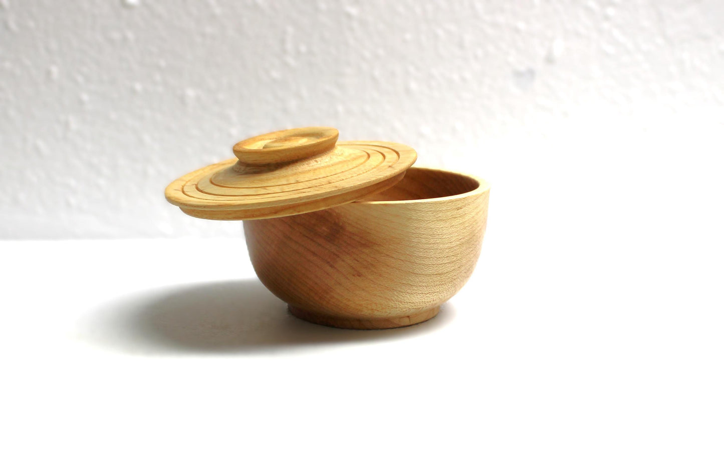 Handmade Turned Wooden Box - European Beech with Maple Lid, great for jewelry or other bedside and bathroom storage