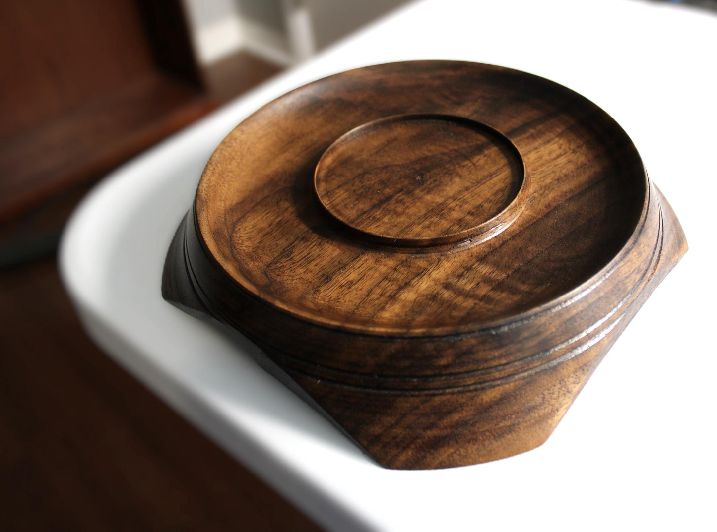 Walnut dish - winged feet unique decorative tray, gift, or catch all