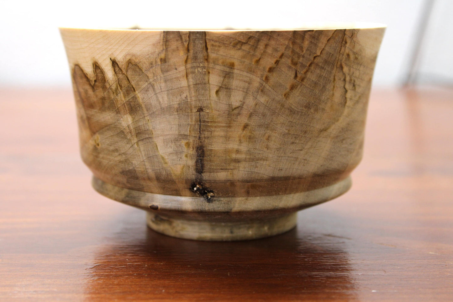 Spalted Maple Pedestal Bowl – One-of-a-Kind Sculptural Art Piece, Natural Edge Grain, Handturned