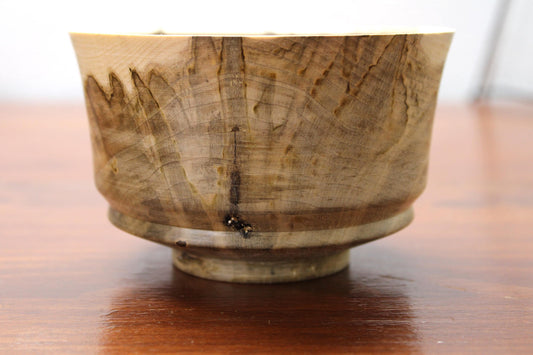 Spalted Maple Pedestal Bowl – One-of-a-Kind Sculptural Art Piece, Natural Edge Grain, Handturned