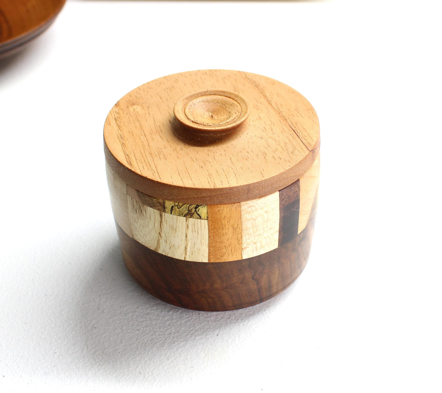 Multi-wood Bowl with Lid - Cute and functional lidded bowl, guaranteed one of a kind!