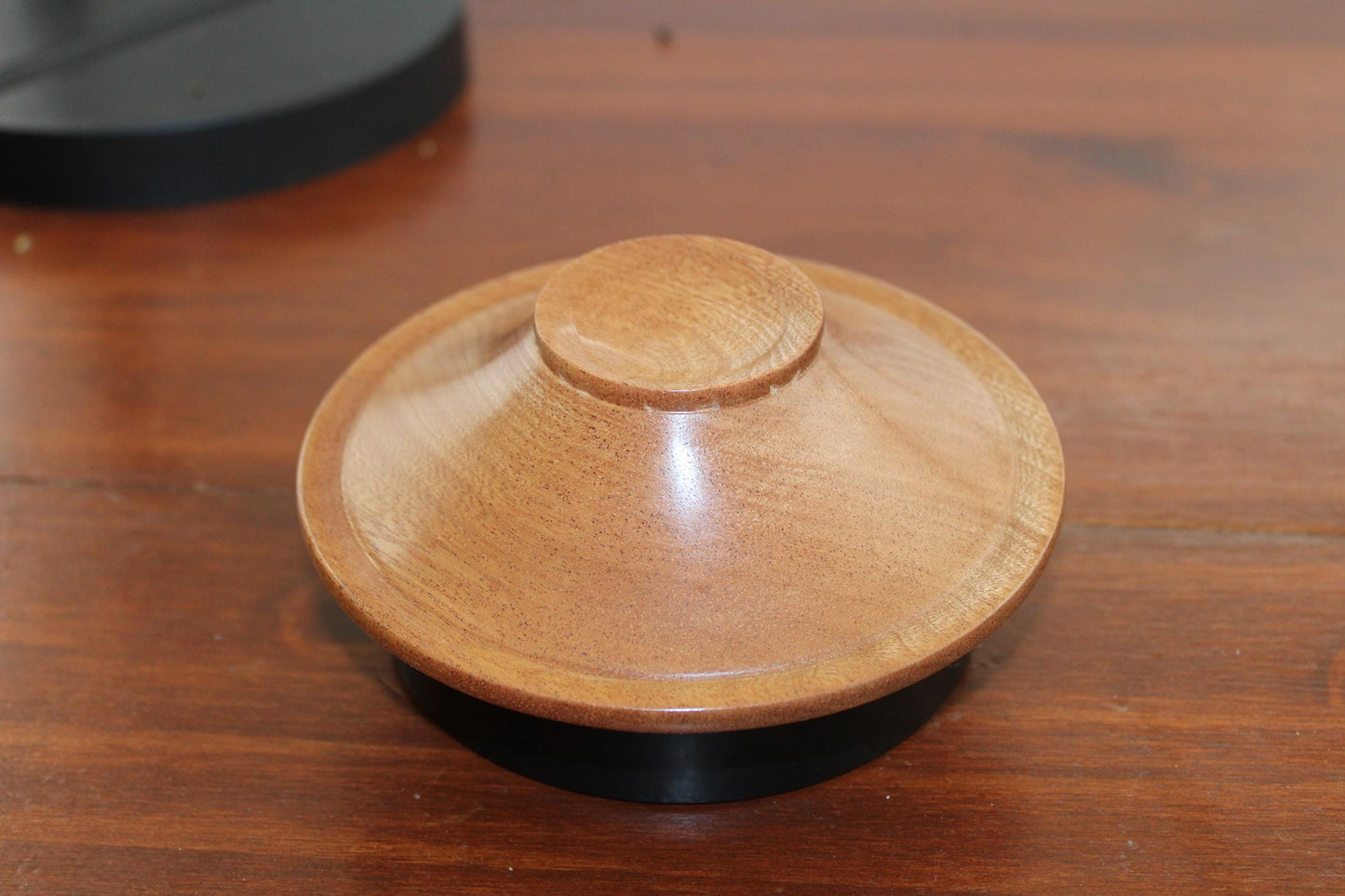 Hand-Turned Sapele Display Bowl with Sculpted Rim
