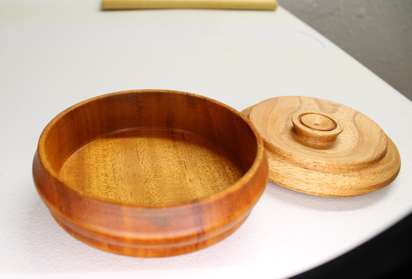 Handmade mahogany and Spanish cedar bowl with lid - gift idea and useful, unique storage for bedside or bathroom