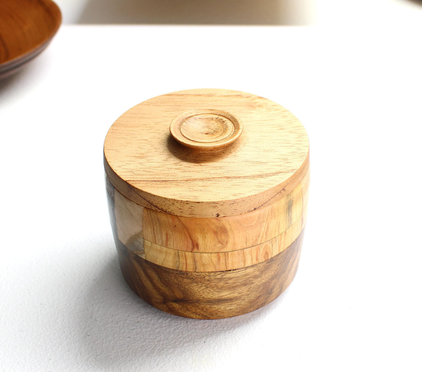 Multi-wood Bowl with Lid - Cute and functional lidded bowl, guaranteed one of a kind!