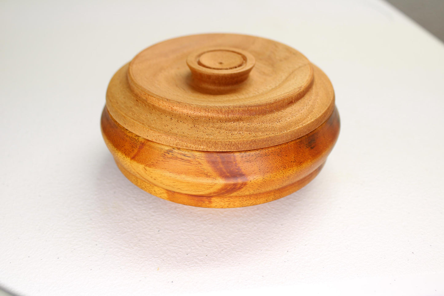 Handmade mahogany and Spanish cedar bowl with lid - gift idea and useful, unique storage for bedside or bathroom