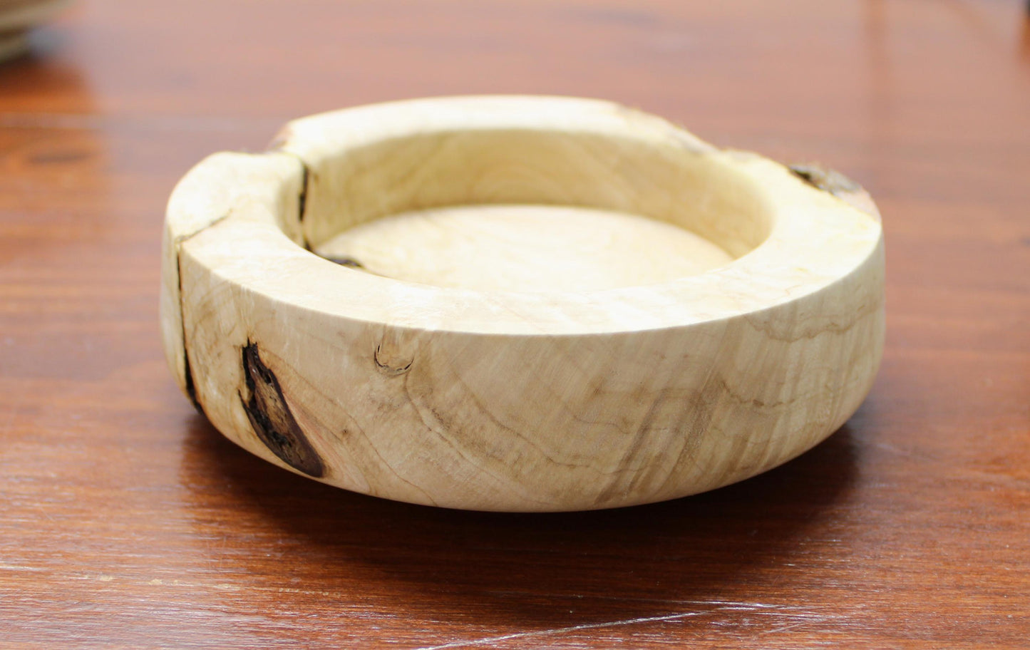 Void-Rim Spalted Maple Bowl – Raw Natural Edge, Handturned Sculpture