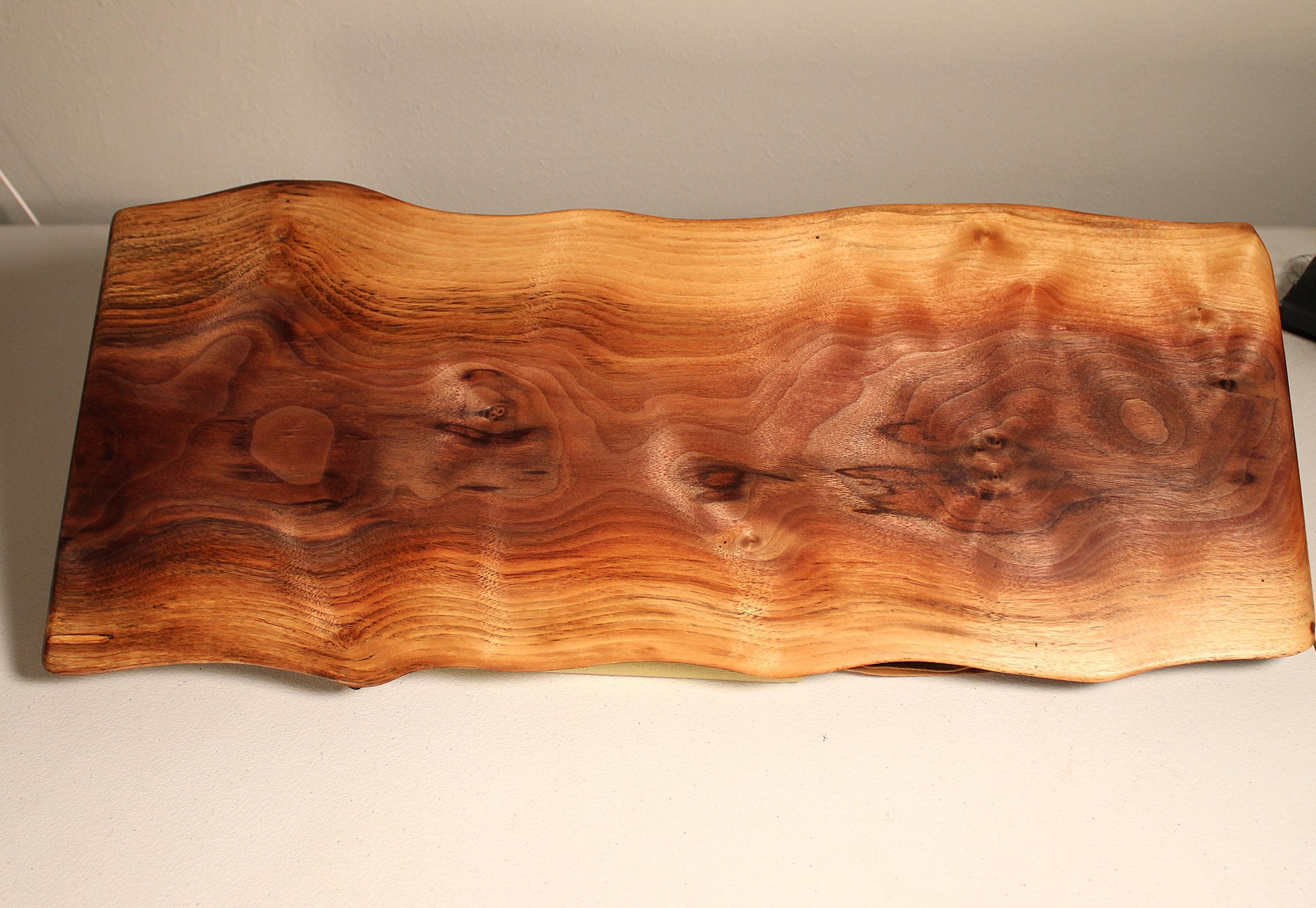 Exhibition-Quality Live Edge Walnut Board • 24.5" Figured Charcuterie & Serving Piece • Chatoyant Grain • One-of-a-Kind