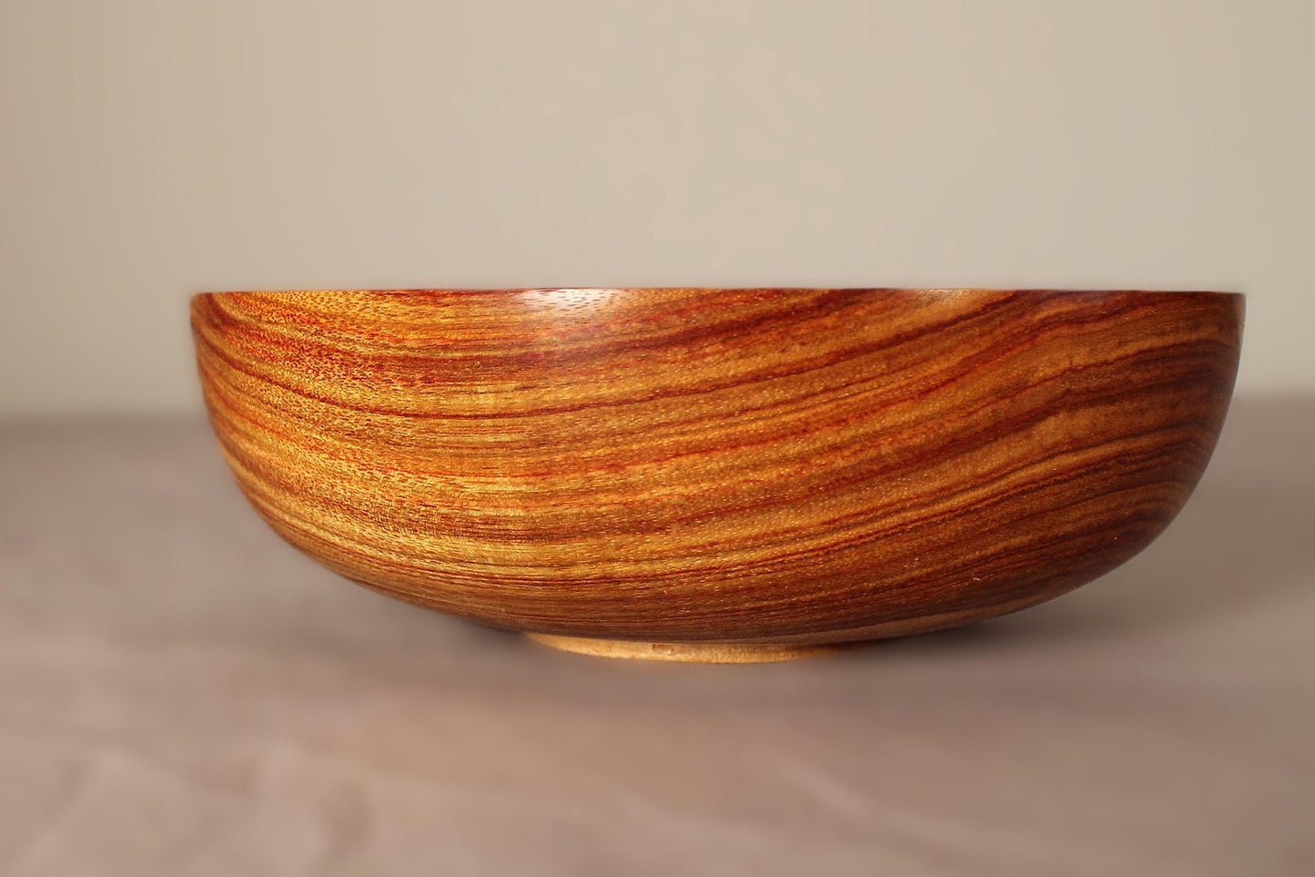 Hand-Turned Canarywood Bowl – Vibrant Gold & Red, Artisan Crafted