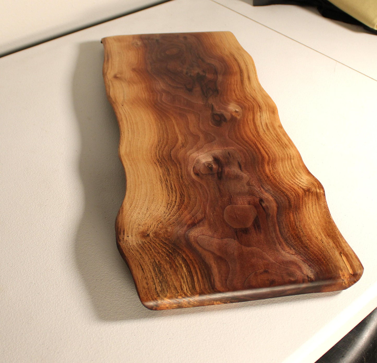 Exhibition-Quality Live Edge Walnut Board • 24.5" Figured Charcuterie & Serving Piece • Chatoyant Grain • One-of-a-Kind