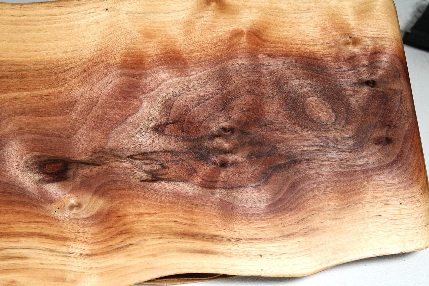 Exhibition-Quality Live Edge Walnut Board • 24.5" Figured Charcuterie & Serving Piece • Chatoyant Grain • One-of-a-Kind