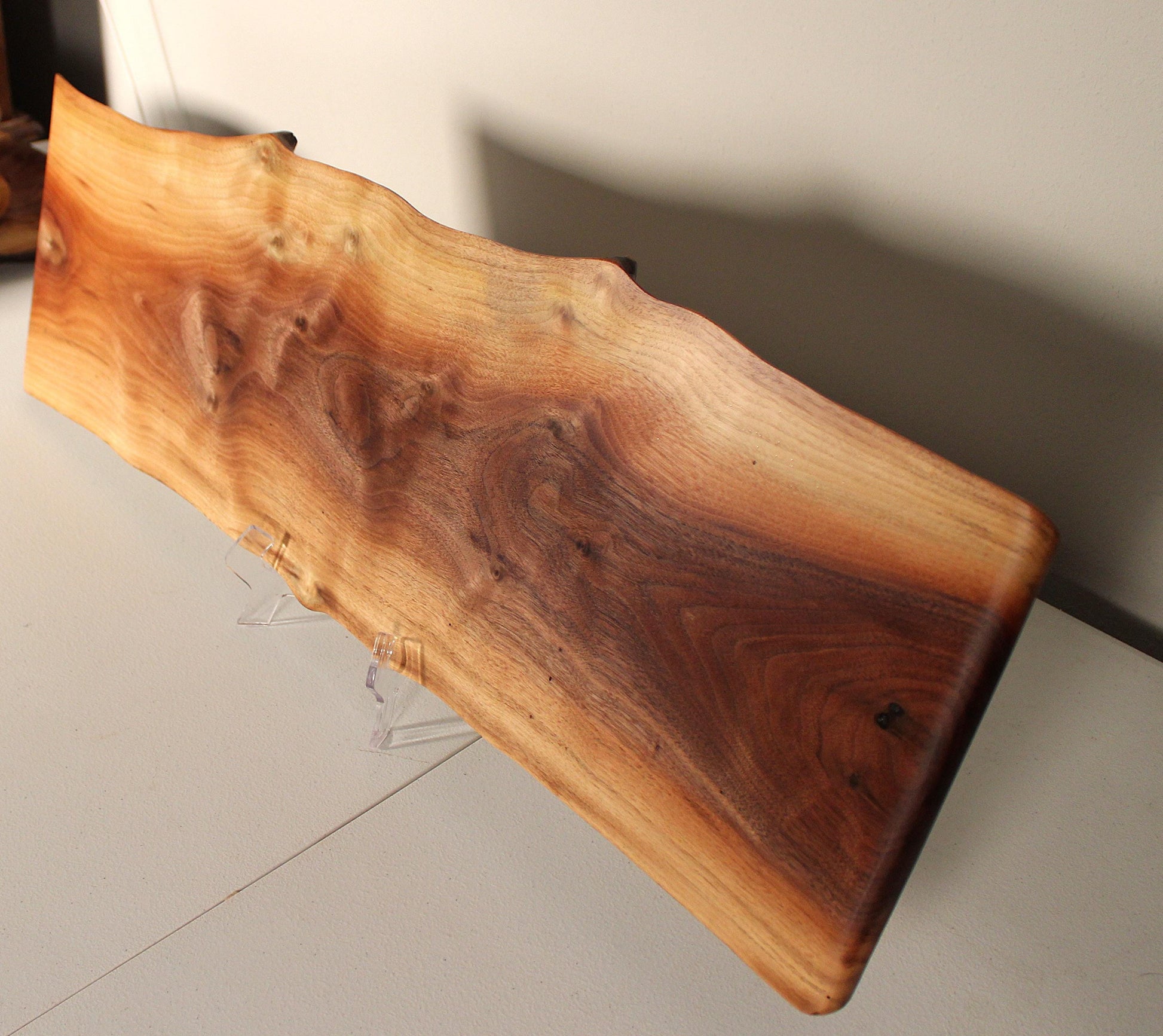 Exhibition Quality Live Edge Walnut Charcuterie Board – Hand-Shaped, Serving & Display Piece