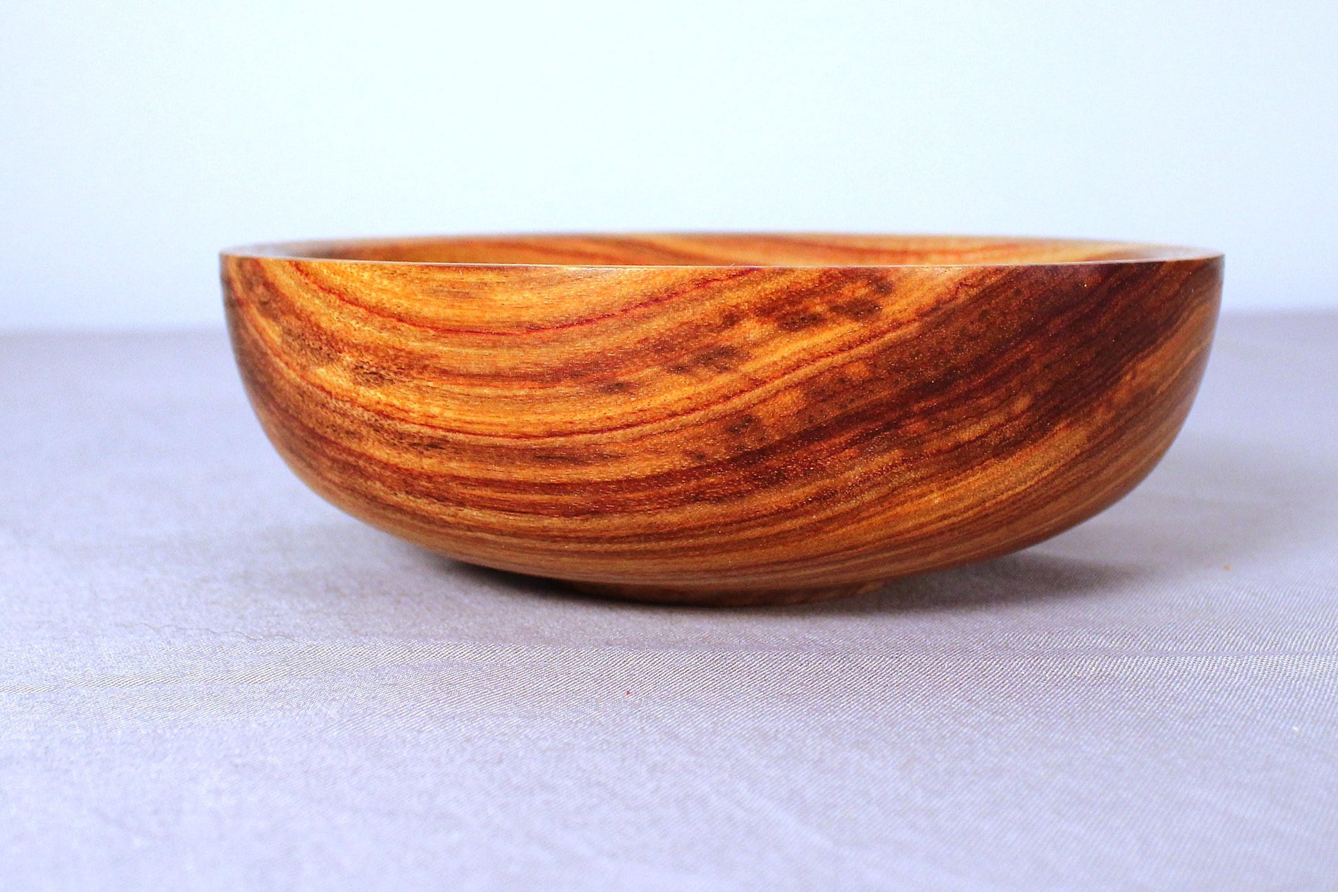 Hand-Turned Canarywood Bowl – Vibrant Gold & Red, Artisan Crafted